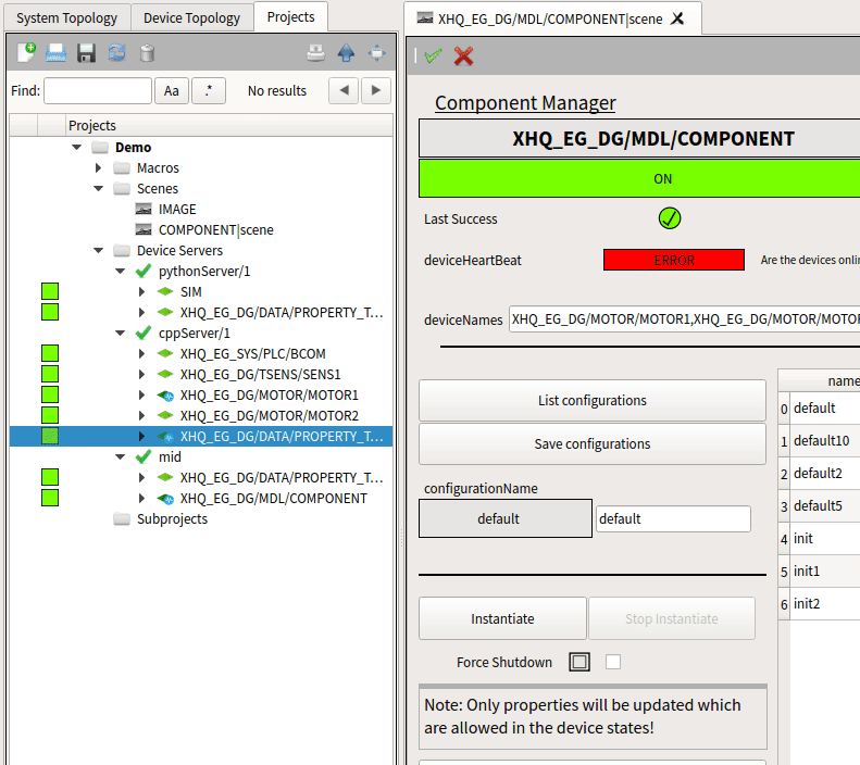 Configurations by name dialog