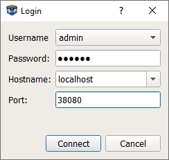 Using the port ``38080`` to connect to ``SA1``